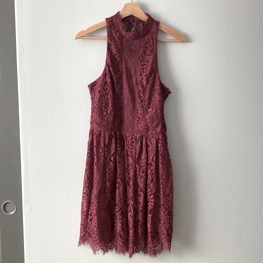 3 for $10 ✨4x Host Pick✨ Raspberry/ Wine All-Over Lace Dress